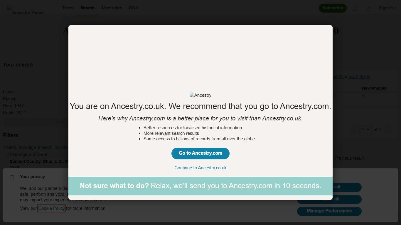 Linda Klarich - Summit County, Ohio, U.S., Marriage Records, 1840-1980 - Ancestry.com