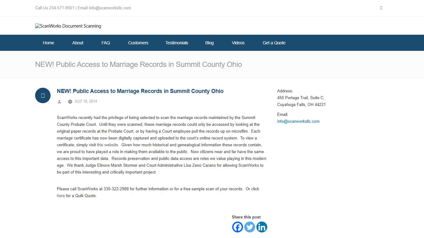 NEW! Public Access to Marriage Records in Summit County Ohio – ScanWorks